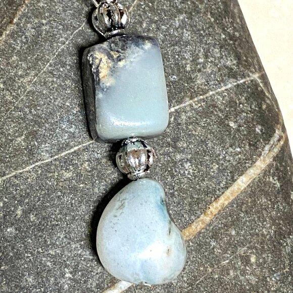 2/$20 Natural Black Blue Calcite Necklace, Genuine Gemstone Lariat Cord Necklace - Picture 5 of 12